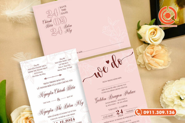 Thiệp cưới màu hồng pastel