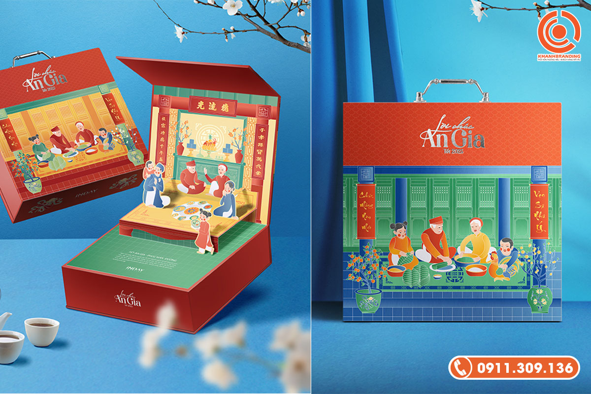 Mẫu hộp quà tết nắp nam châm