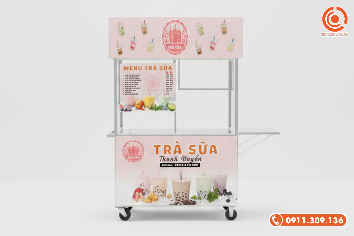 Xe trà sữa với menu