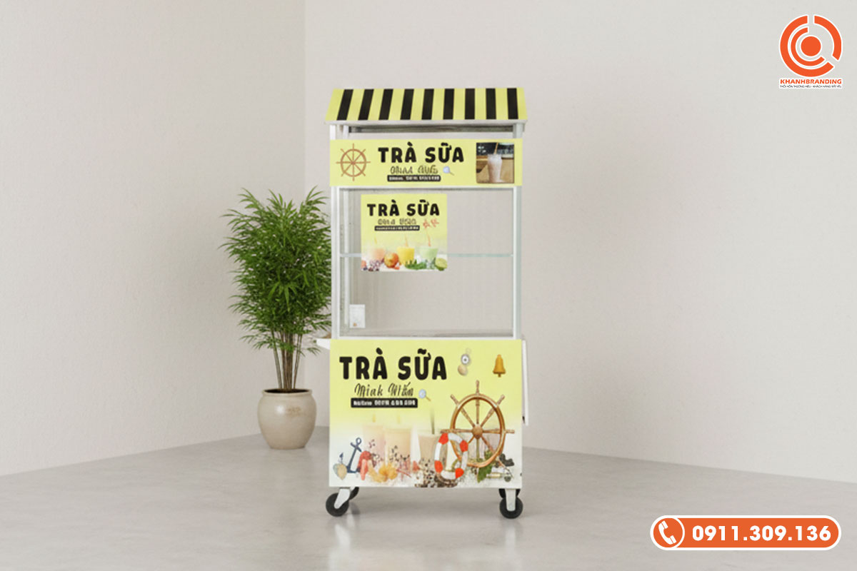 Mẫu decal xe trà sữa tối giản, hiện đại