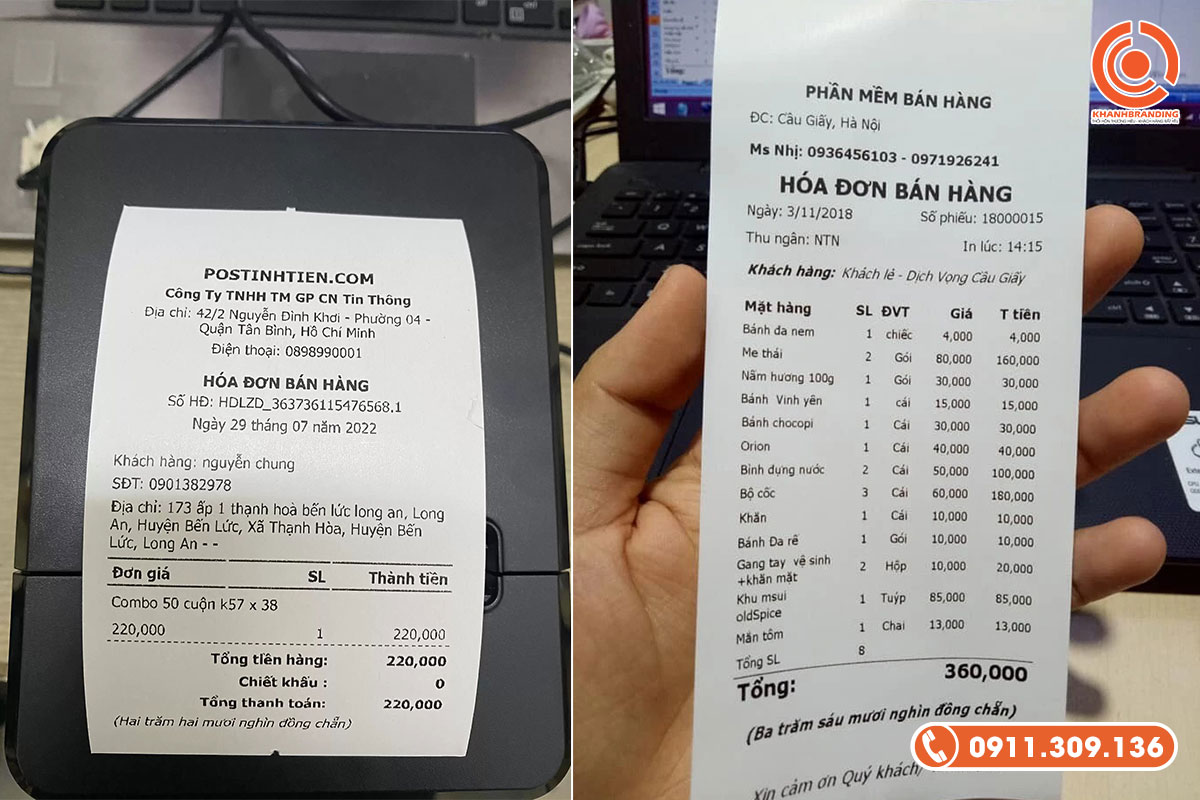 Hóa đơn bán hàng máy in nhiệt K80