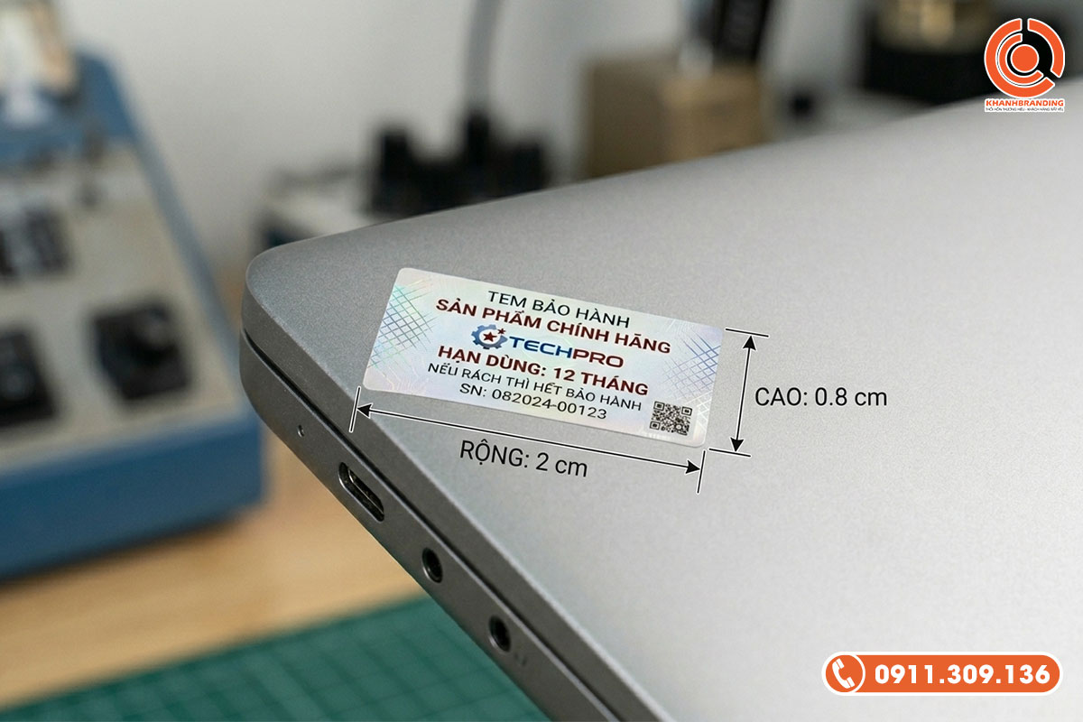 Tem vỡ kích thước 0.8 x 2 cm