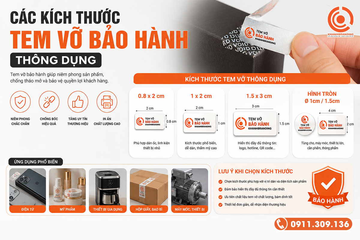 Kích thước tem vỡ bảo hành