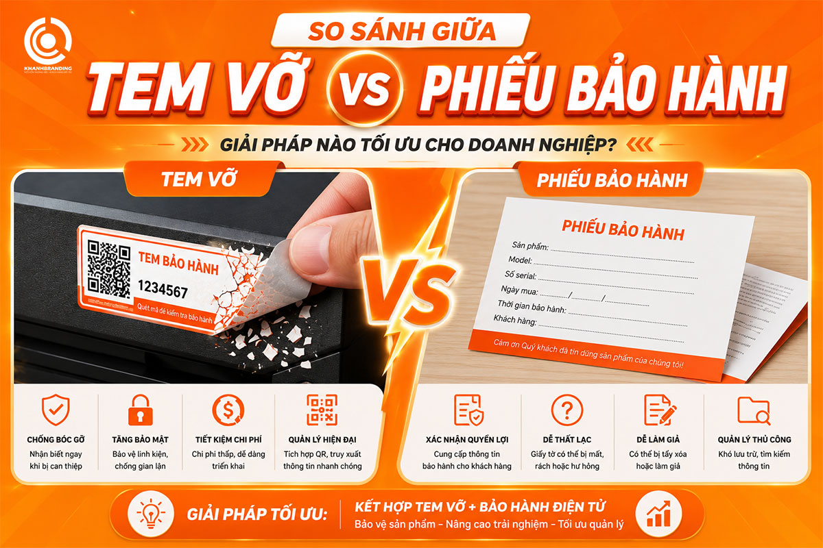 So sánh tem vỡ với phiếu bảo hành