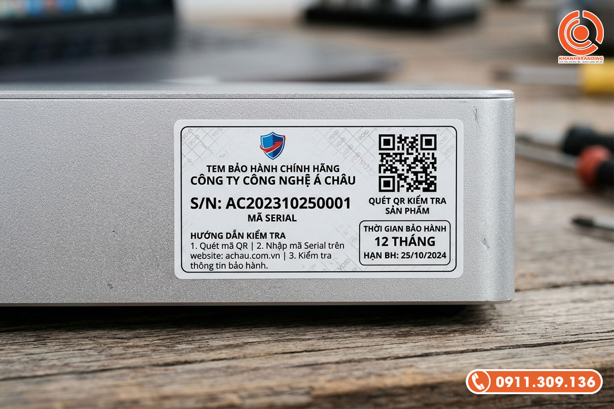 Tem vỡ bảo hành kích thước lớn