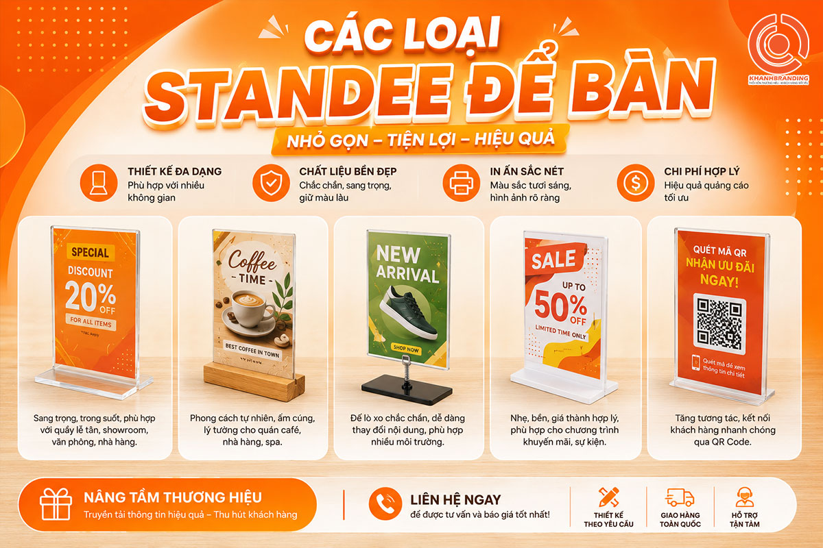 Các loại standee để bàn