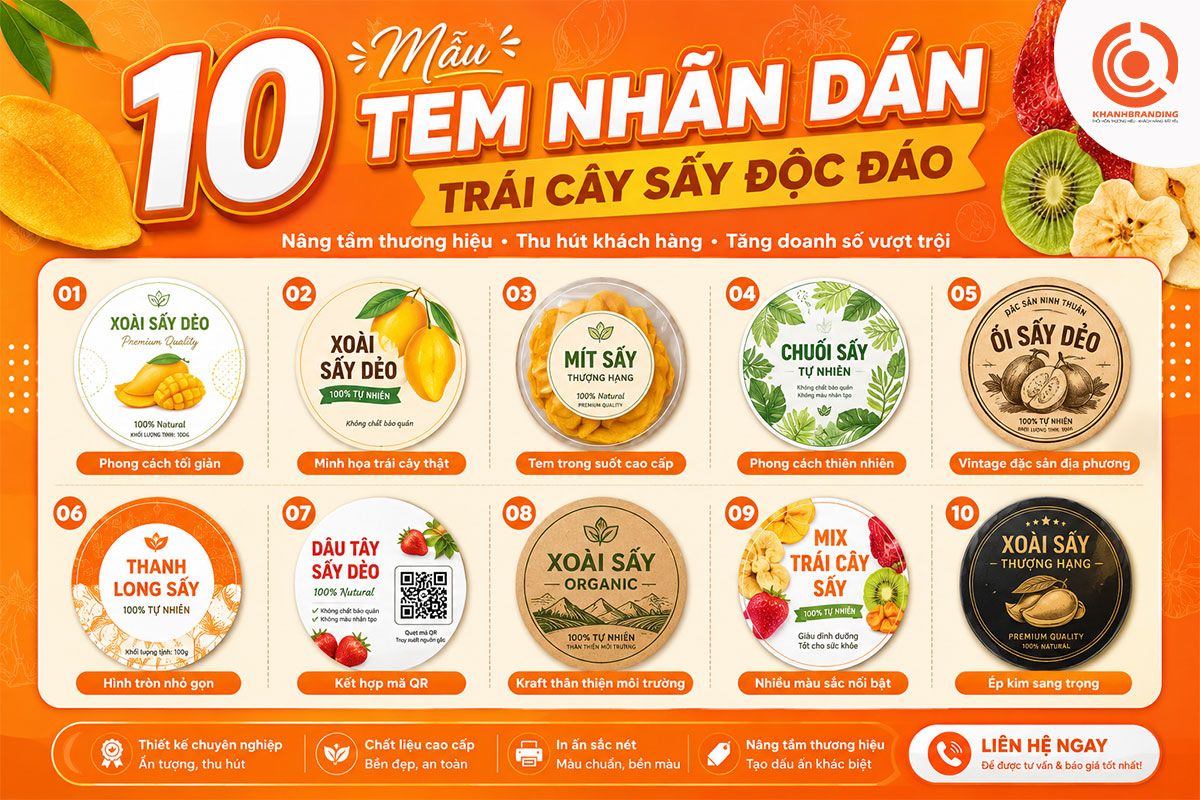 Mẫu tem nhãn trái cây sấy