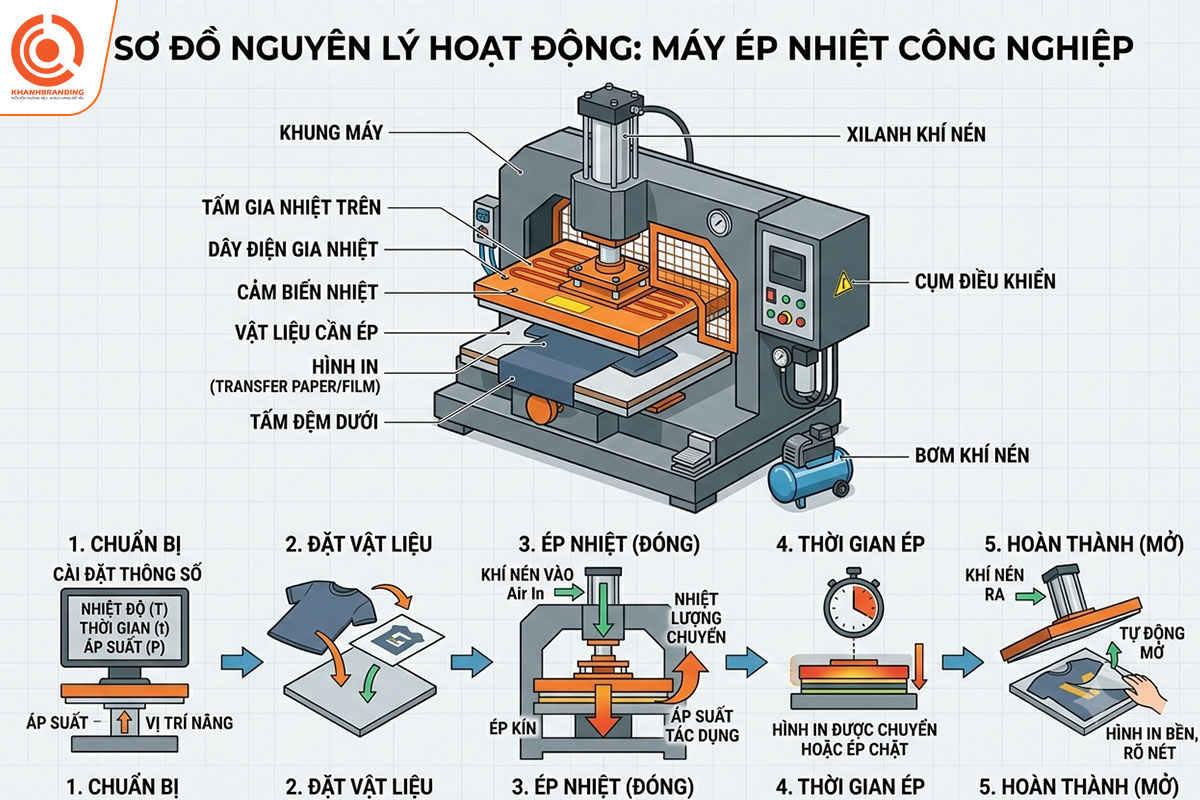 Nguyên lý hoạt động của máy ép nhiệt công nghiệp