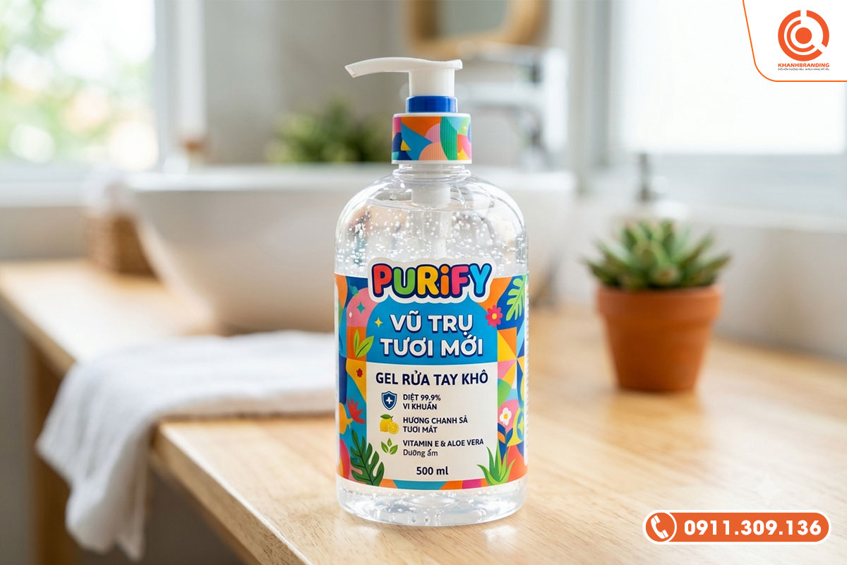 Nước rửa tay tem nhãn màu sắc