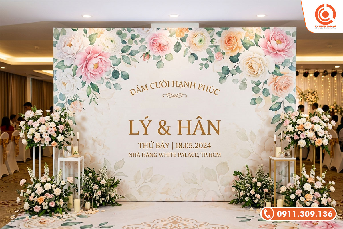 Thiết kế backdrop đám cưới đơn giản