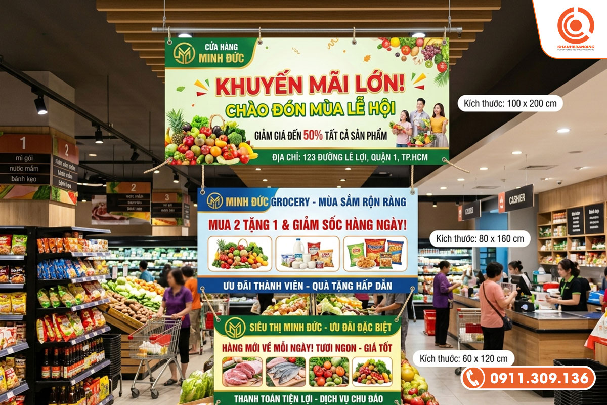 Kích thước banner ngang siêu thị, cửa hàng