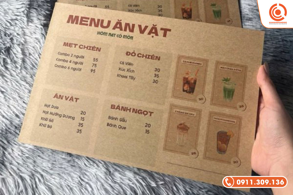 Mẫu thực đơn phong cách vintage, thủ công