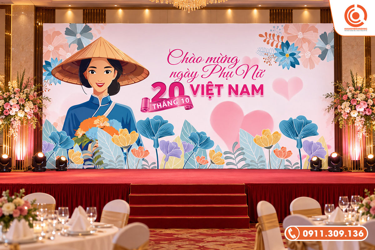 Banner 20/10 phong cách tối giản hiện đại