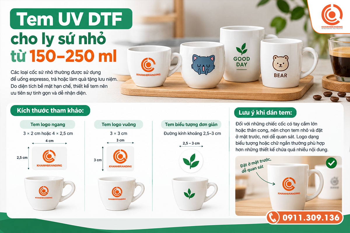 Tem UV DTF cho ly sứ nhỏ từ 150–250 ml