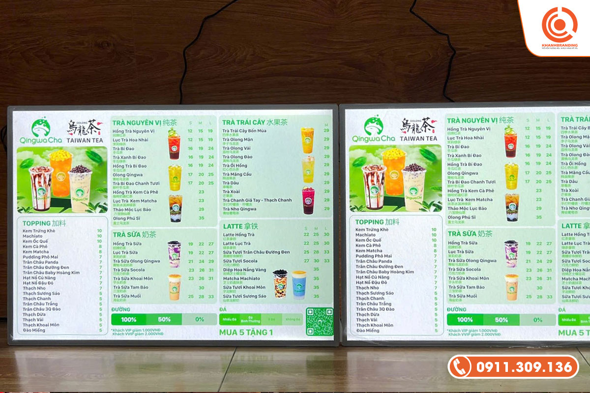 Menu đèn LED để bàn
