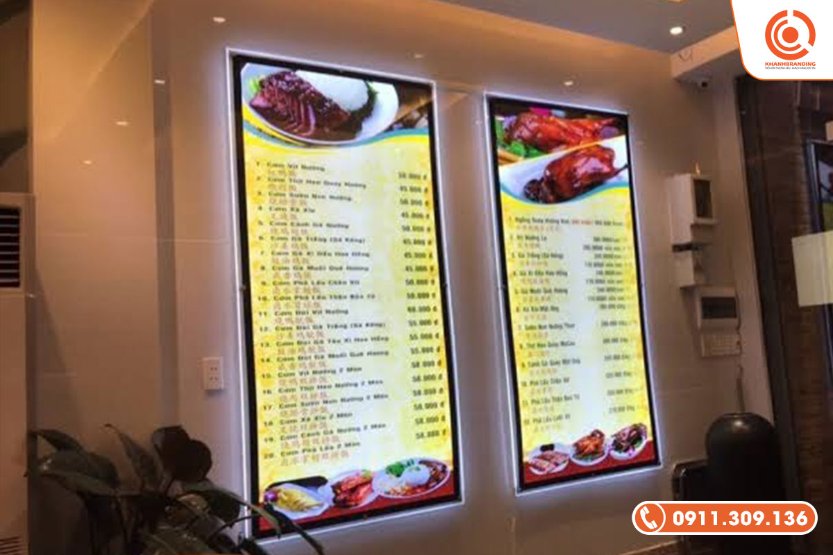 Menu đèn LED treo tường