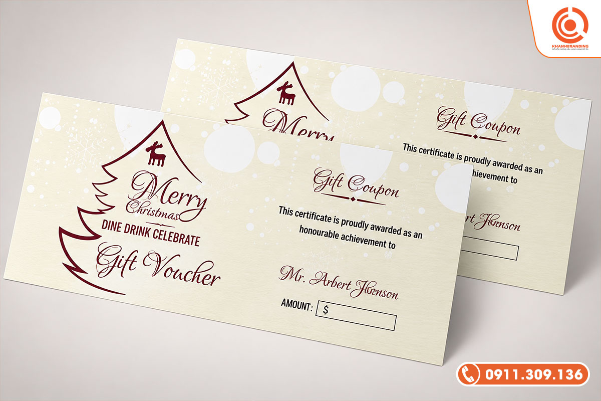 Voucher Giáng sinh phong cách tối giản, hiện đại